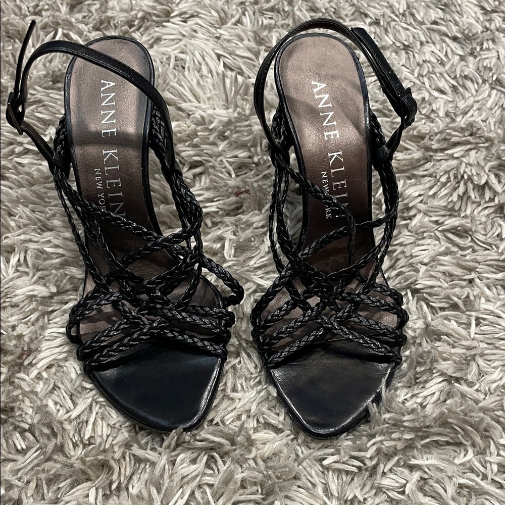Anne Klein Black Strappy Heels